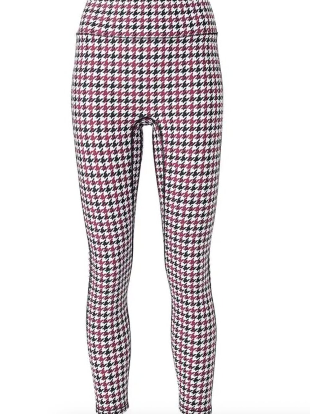 NWT Bandier Houndstooth Leggings in Pink and Black - Large
